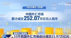 国家外汇管理局：10月我国外汇市场总计成交21